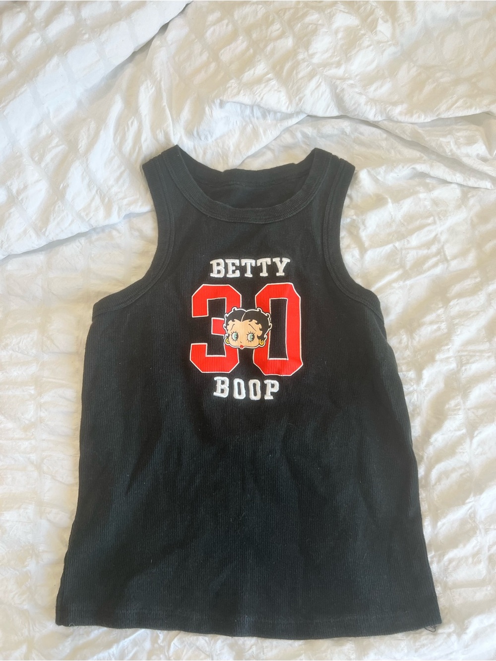 Betty Boop Black Tank Top with Red Number and Character